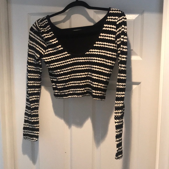 Aqua long sleeve crop top - minimal wear LIKE NEW - Picture 2 of 2